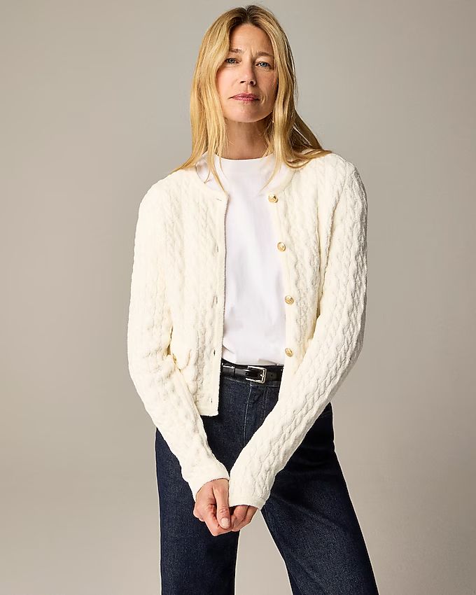 Odette cable-knit sweater lady jacket in cotton-blend bouclé | J. Crew US