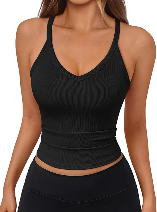 Trendy Queen Womens Racerback Ribbed Tank Tops Soft Stretch V Neck Workout Casual Tops Summer Sle... | Amazon (US)
