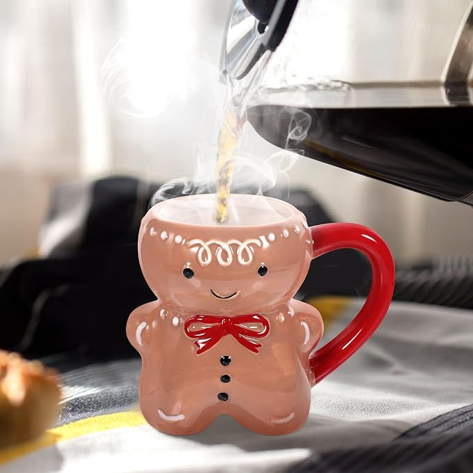 BESTonZON Ceramic Juice Cup Lovely Mug Gingerbread Xmas Coffee Mug Gingerbread mug Latte Mug Holi... | Amazon (US)