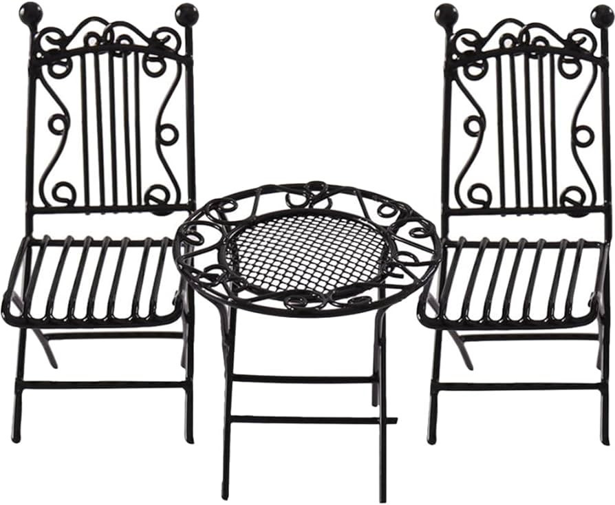 Zerodeko Dollhouse Miniature Bistro Table and Chairs, Metal 1:12 Scale Miniatures Coffee/Tea Furn... | Amazon (US)