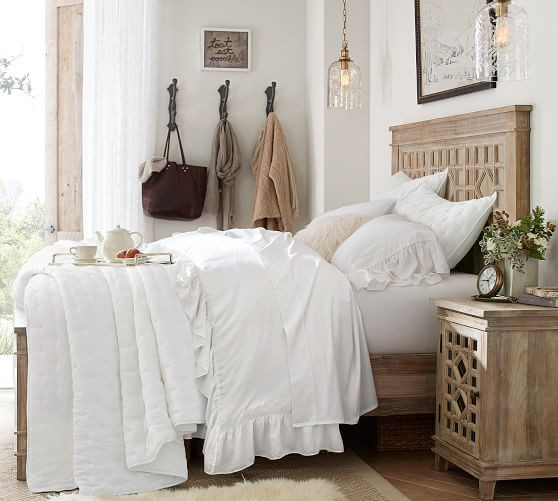 Tencel® Ruffle Duvet Cover & Sham - Gray | Pottery Barn (US)