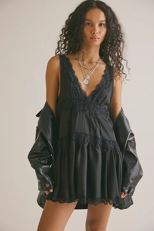 In This Groove Mini Slip by Intimately at Free People in Washed Black/Black, Size: XS | Free People (UK)