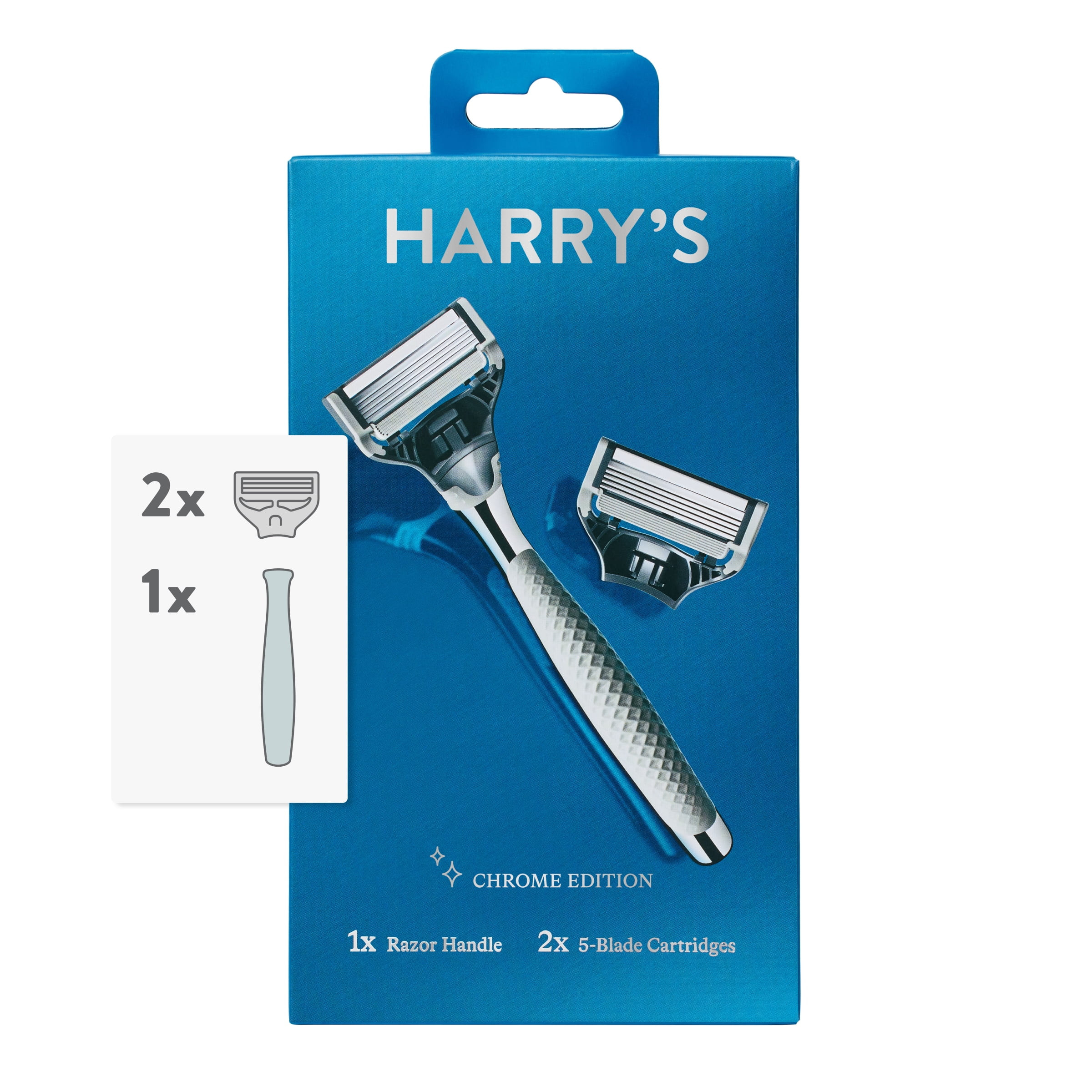 Harry's Men's Razor: Chrome Edition Handle &amp; 2 Count Razor Blade Cartridges | Walmart (US)