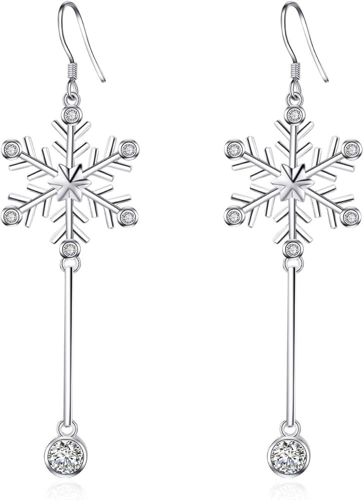 Sterling Silver Snowflake Earrings for Women Teens, Winter Dangle Earrings Snowflake Jewelry Gift... | Amazon (US)