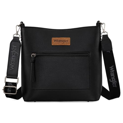 Wrangler Crossbody Purse for Woman Medium Anti Travel Crossbody Purse Lightweight Black Vegan Leather Crossbody Purse WG117G-9360BK | Amazon (US)