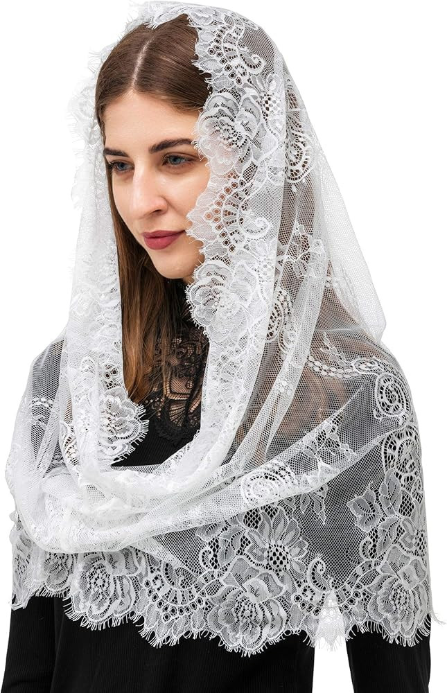 PAMOR Lace Mantilla Veil Head Covering | Amazon (US)