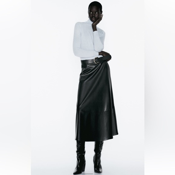 ✨SALE✨ ZARA FAUX LEATHER CAPE MIDI SKIRT✨SALE✨ | Poshmark