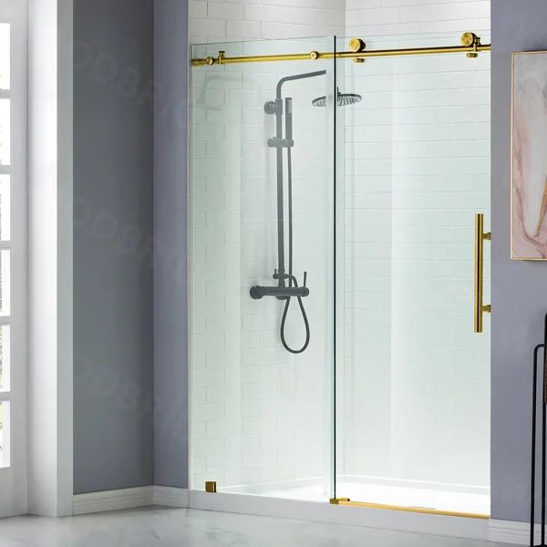 56" - 60" W x 76" H Single Sliding Frameless Shower Door | Wayfair Professional