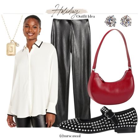 Holiday outfit idea ❤️ faux leather pants 

#LTKSeasonal #LTKHoliday #LTKfindsunder100