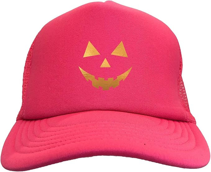 Gold Foil Pumpkin Face - Jack O Lantern Two Tone Trucker Hat | Amazon (US)
