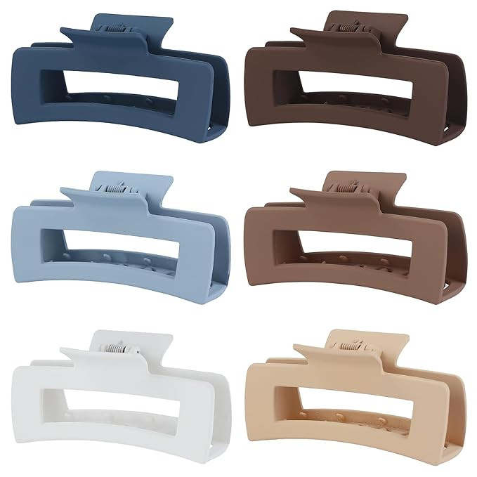 Sisiaipu 4 Inch Big Hair Claw Clips 6 Pcs Large Claw Clips for Thick Hair Square Hair Clips for W... | Amazon (US)