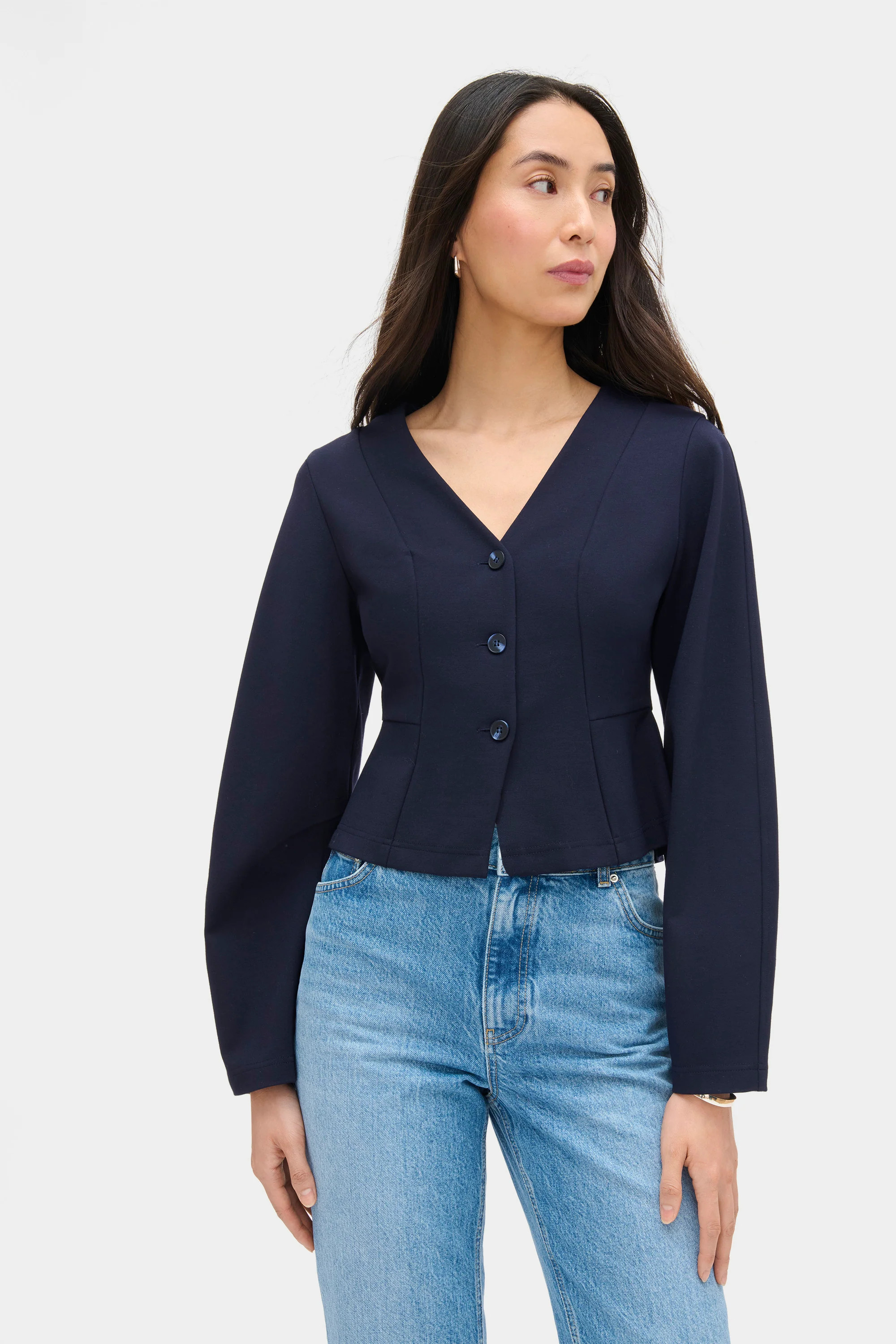 ALIGNE V Neck Pomte Top - Blue | Doyer | Aligne UK & EU