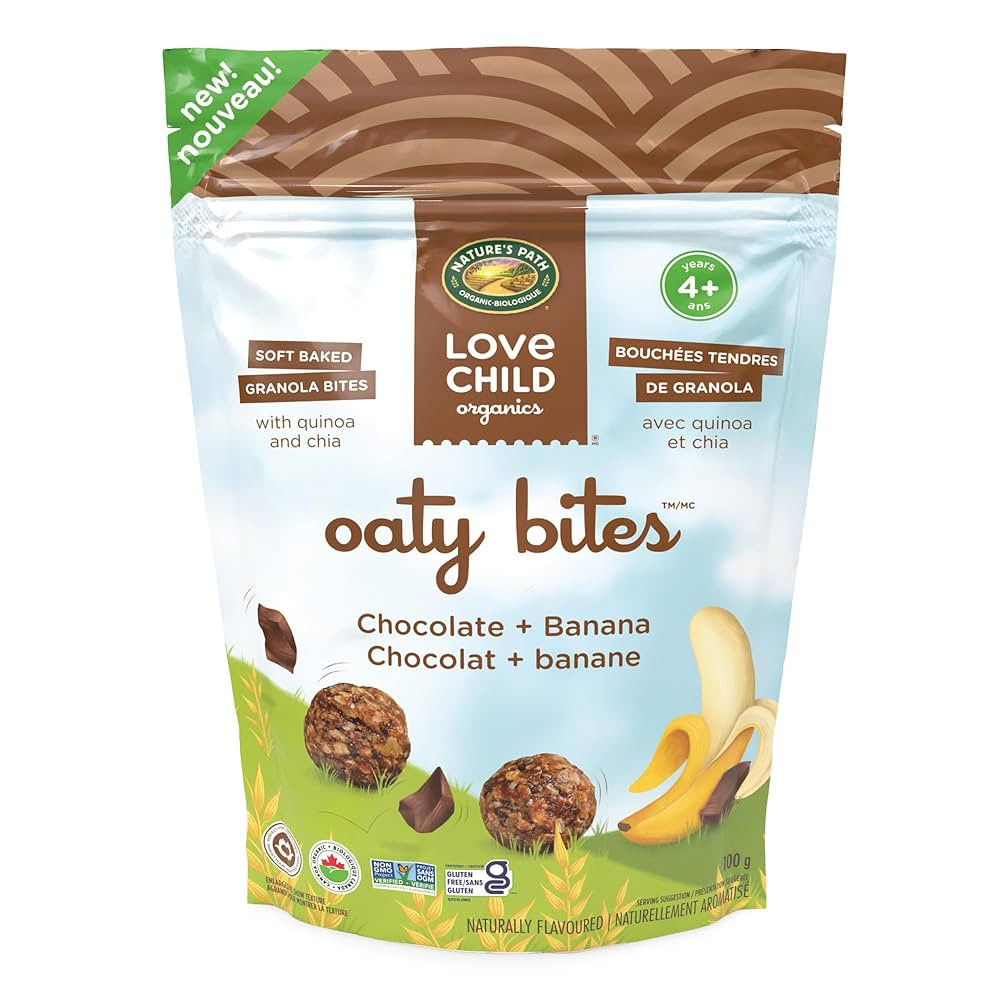 Love Child Organics Oaty Bites Chocolate + Banana Oaty Bites Snack Bites, 100 g (Pack of 6), Made... | Amazon (CA)