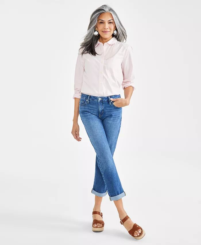 Women's Mid-Rise Relaxed Girlfriend Jeans, Regular & Petite, Created for Macy's | Macy's