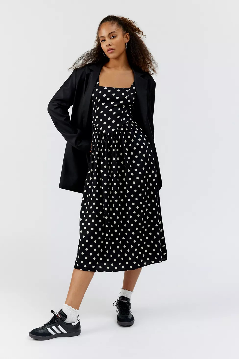 UO Lydia Polka Dot Midi Dress | Urban Outfitters (US and RoW)