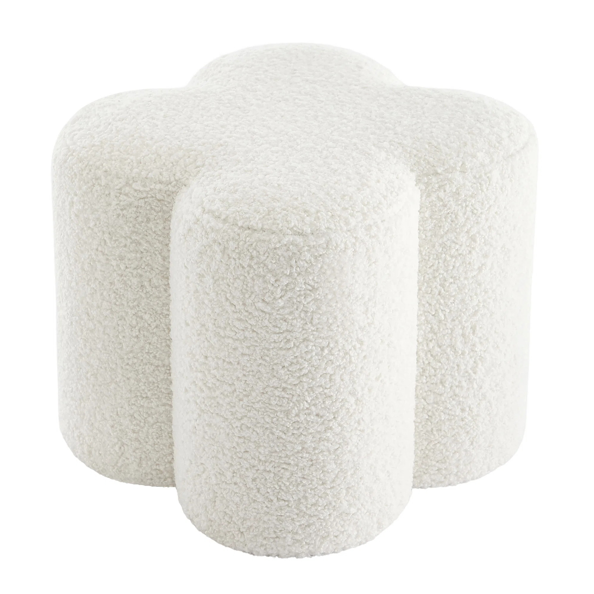 Leiani 18.5" Wide Sherpa Upholstered Ottoman | Wayfair North America