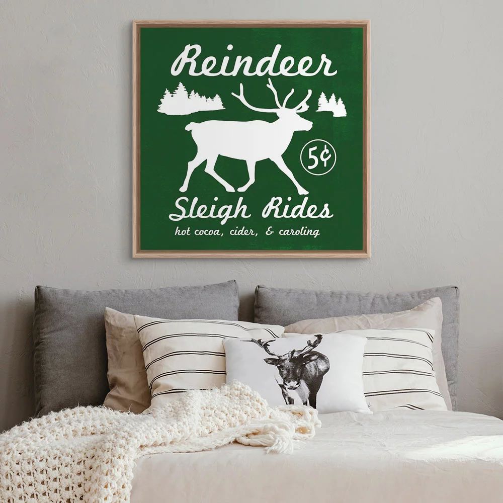My Texas House - Reindeer Rides Framed Canvas Wall Art - 16x16 - Walmart.com | Walmart (US)