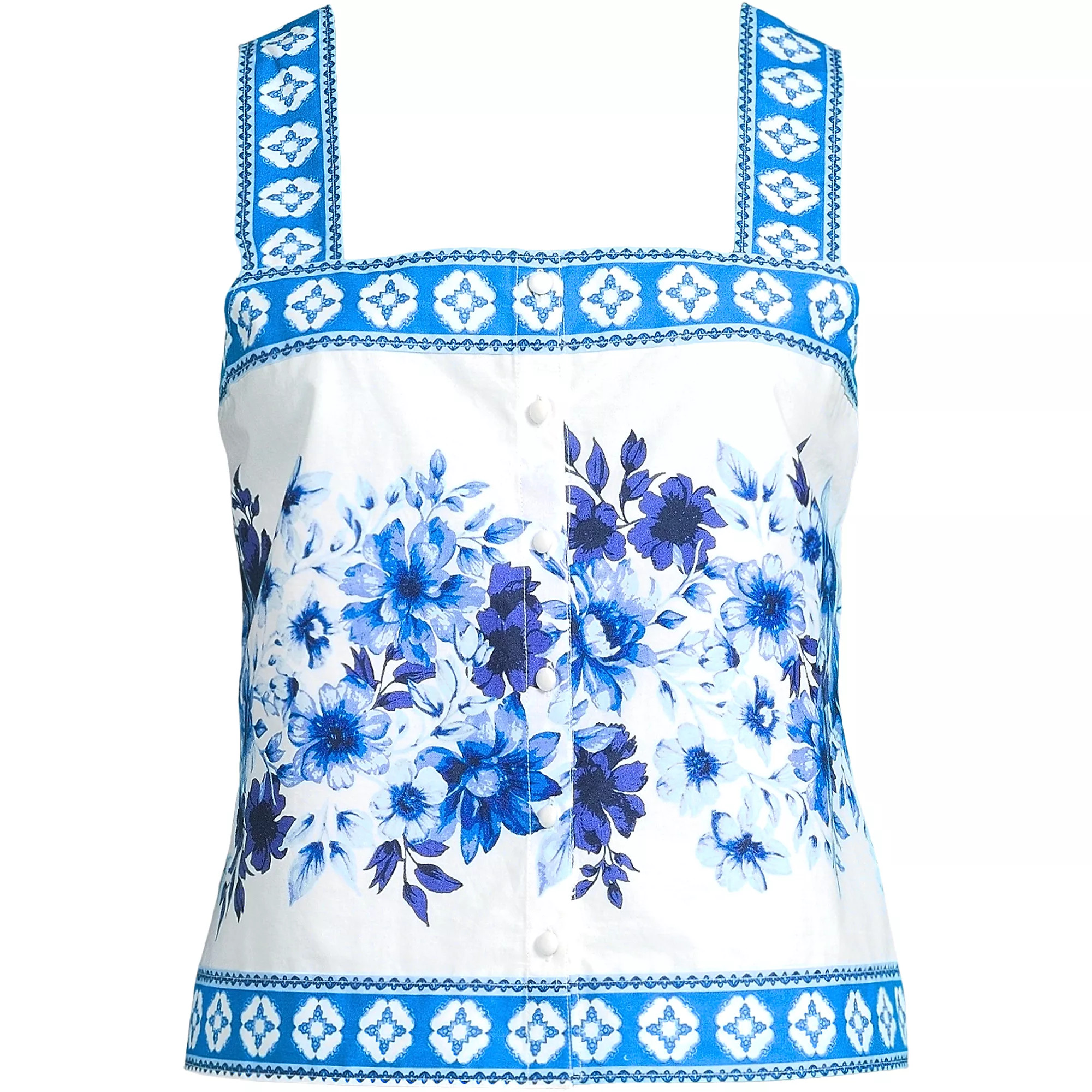 Women's Plus Size Poplin Square Neck Tank Top | Lands' End (US)