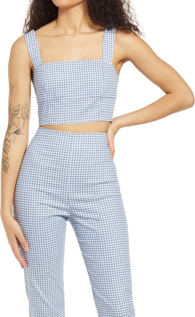 Lulus Follow the Sun Check Crop Top | Nordstrom | Nordstrom