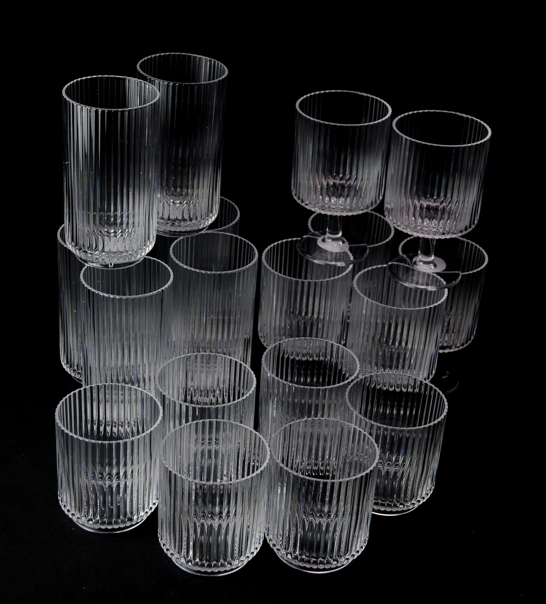 Defeis 18 Piece Ribbed Acrylic Assorted Glassware Set | Wayfair UK