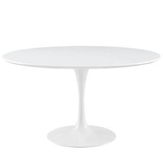 54 in. Lippa in White Round Wood Top Dining Table | The Home Depot