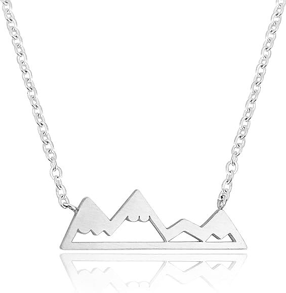 Altitude Boutique Snowy Mountain Necklace for Women Nature Lovers, Skiers, Hikers Campers (Gold, ... | Amazon (US)