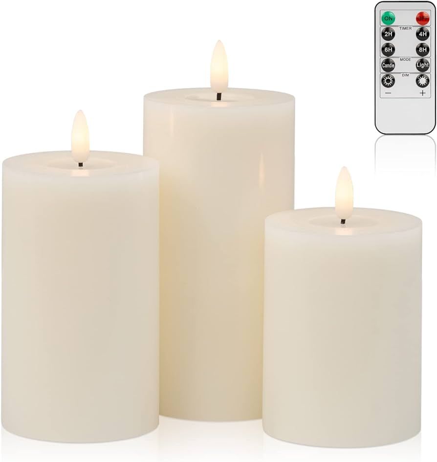 ANGELLOONG Flickering Flameless Candles with Remote, Real Wax Battery Operated Candles with Timer... | Amazon (US)