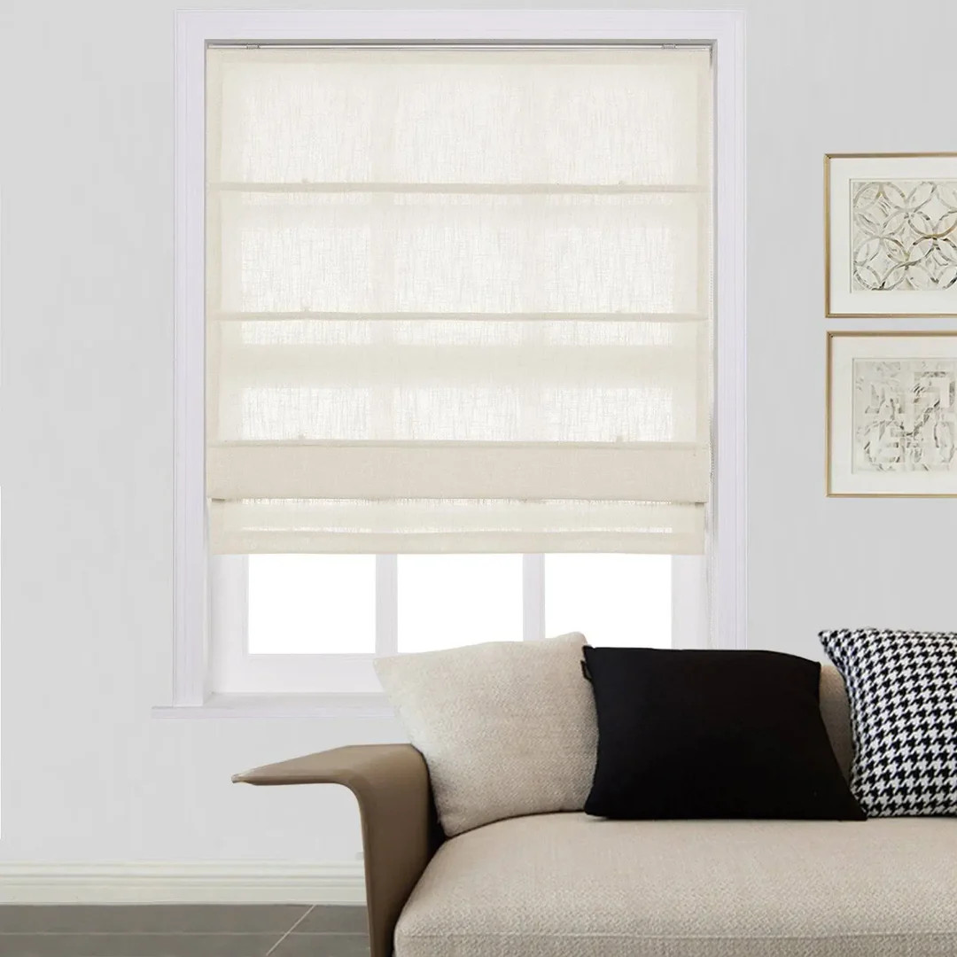 Liz Linen Window Roman Shades Loop Cord Lift | TWOPAGES