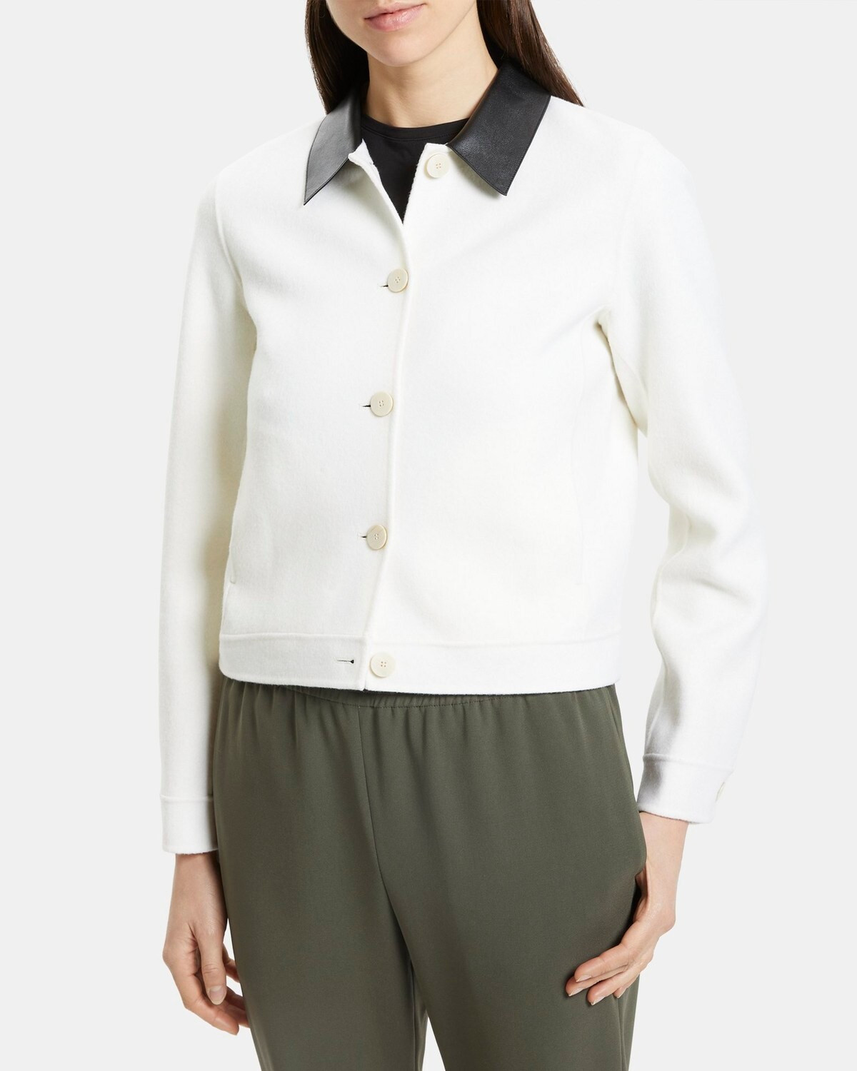 Cropped Jacket in Wool-Cashmere | Theory Outlet