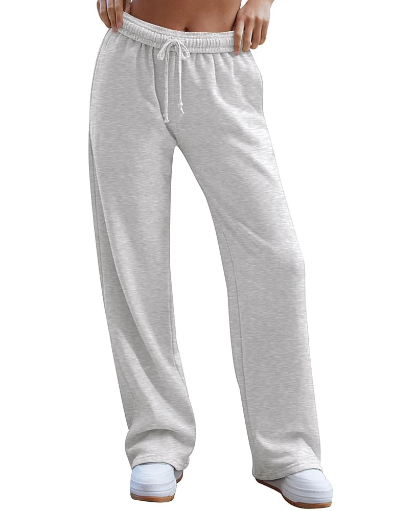 HeSaYep Women's Wide Leg Sweatpants 2025 Trendy Interior Drawstring Baggy Sweatpants High Waisted... | Amazon (US)