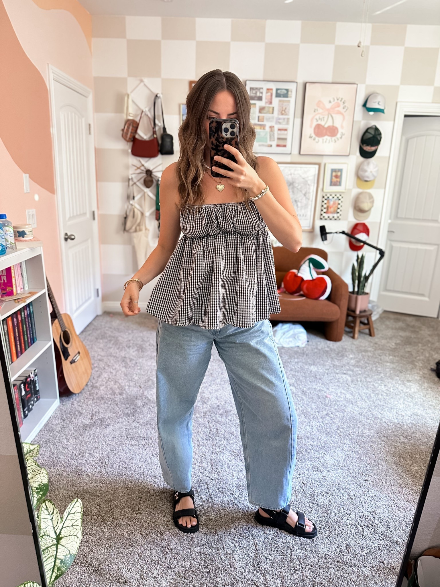 Wearing size small top and 27 long barrel jeans

#LTKFindsUnder50 #LTKFindsUnder100