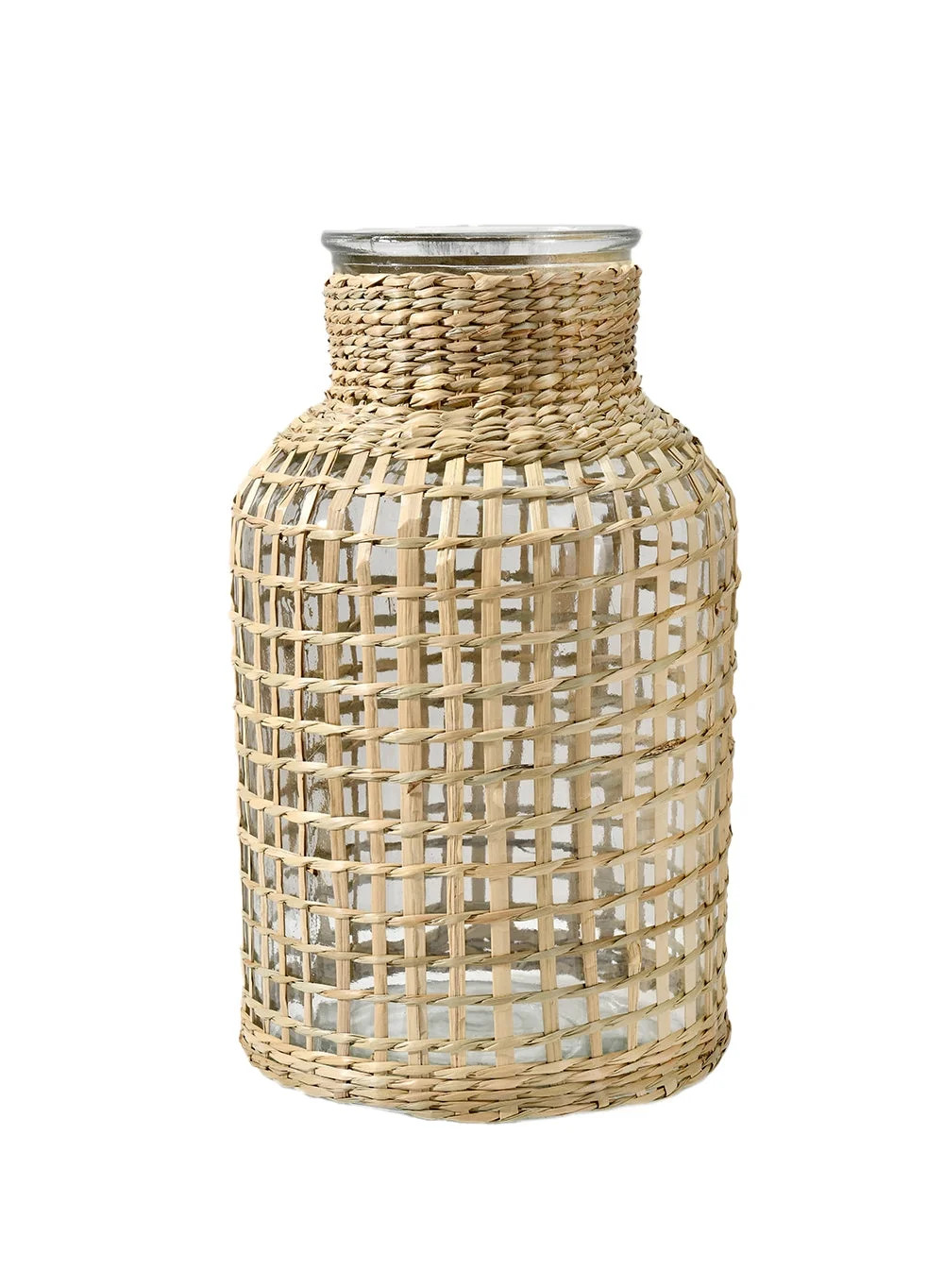 Serene Spaces Living Large Rattan Glass Vase, 7.25" Diameter & 12.5" Tall - Walmart.com | Walmart (US)