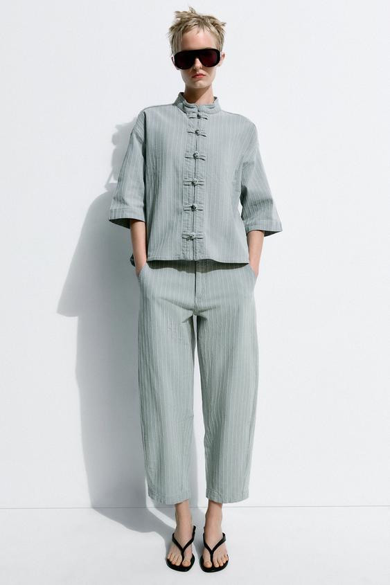 Zara - Zw Collection Denim Jacket With Frog Fastening - Light Blue - M - Woman | Zara AU