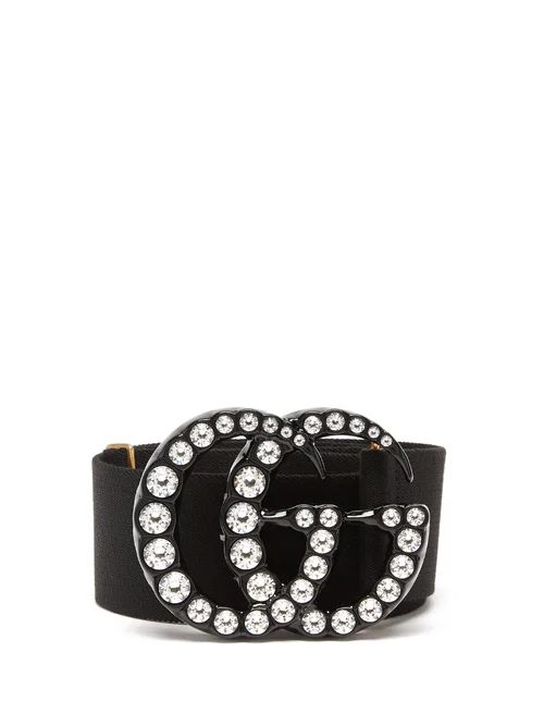 Gucci - Crystal-gg Buckle Belt - Womens - Black | Matches (US)