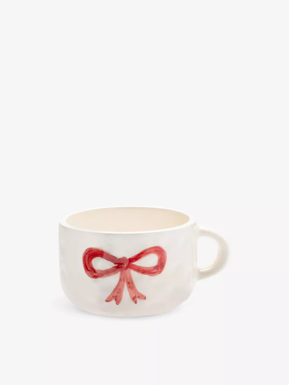 Sugar Plum Bow earthenware cappuccino mug 10cm | Selfridges