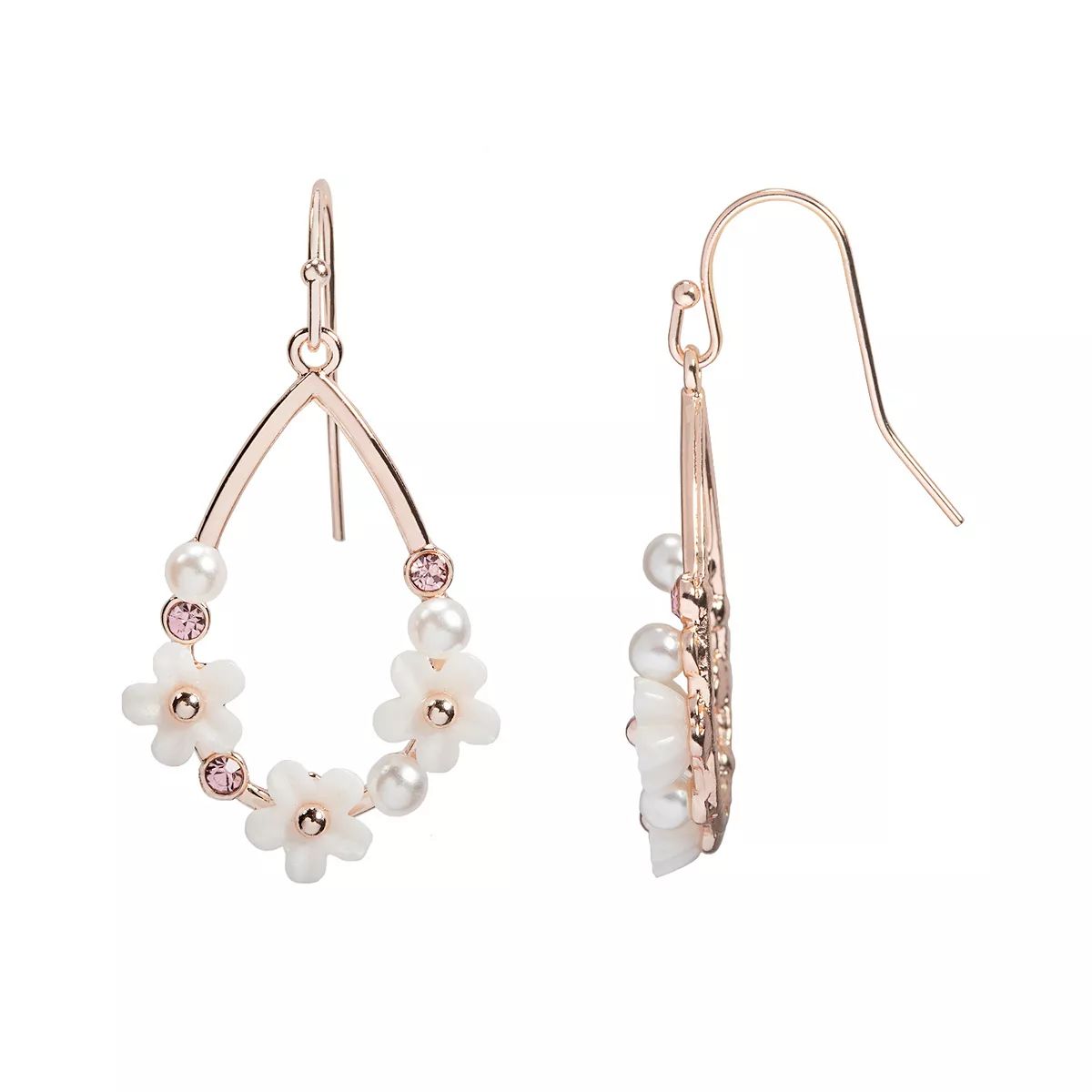 LC Lauren Conrad Simulated Pearl & Floral Teardrop Nickel Free Drop Earrings | Kohl's