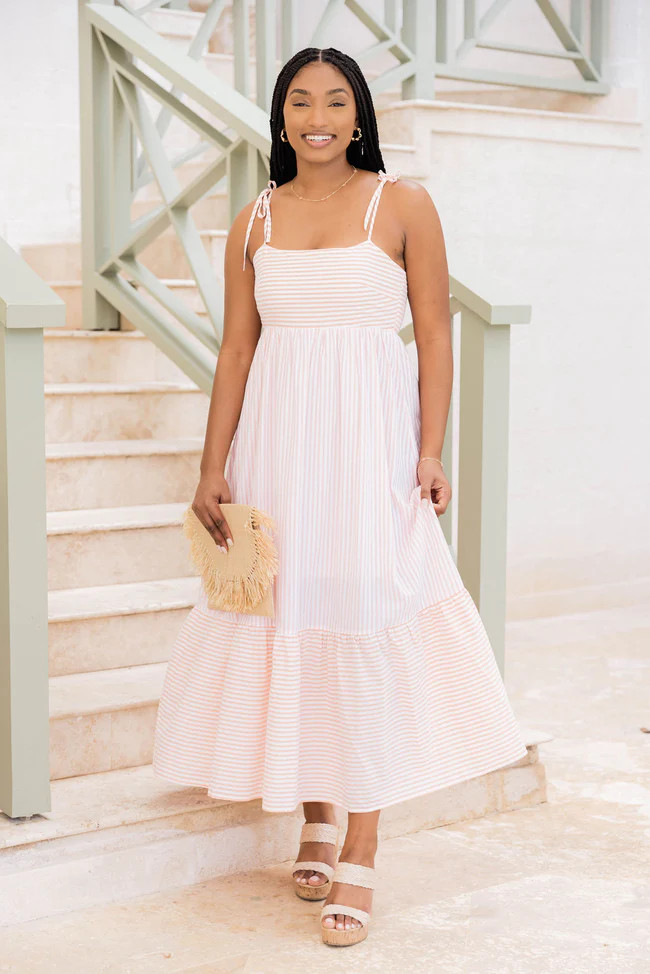Eyes On Paradise Pink and Orange Striped Maxi Dress | Pink Lily