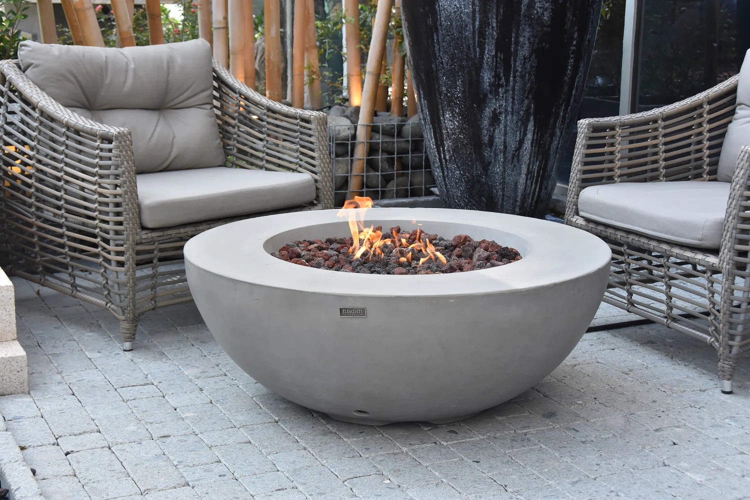 Humbert Bowl / Roca Outdoor Concrete Fire Pit 45,000 BTU - Includes Lava Rocks & PVC Cover | Wayfair North America