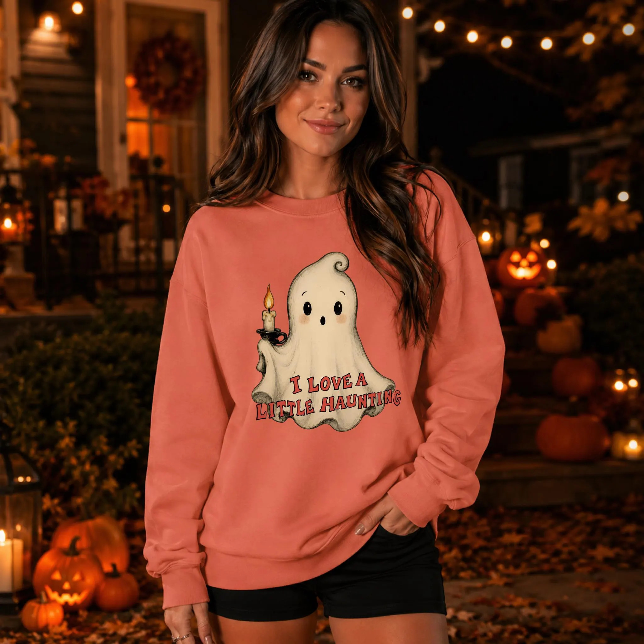 I Love A Little Haunting Ghost Sweatshirt, Vintage Halloween Graphic Crewneck, Cute Ghost Shirt | Etsy (Global)