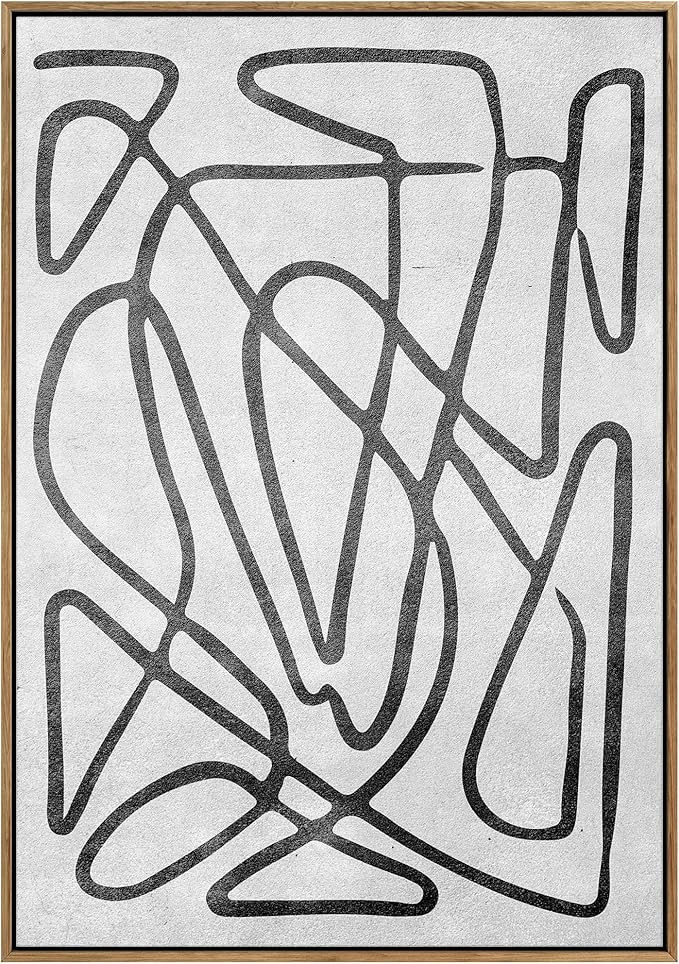 SIGNWIN Framed Canvas Wall Art Hand Drawn Organic Lines Abstract Brushstroke Illustrations Minima... | Amazon (US)