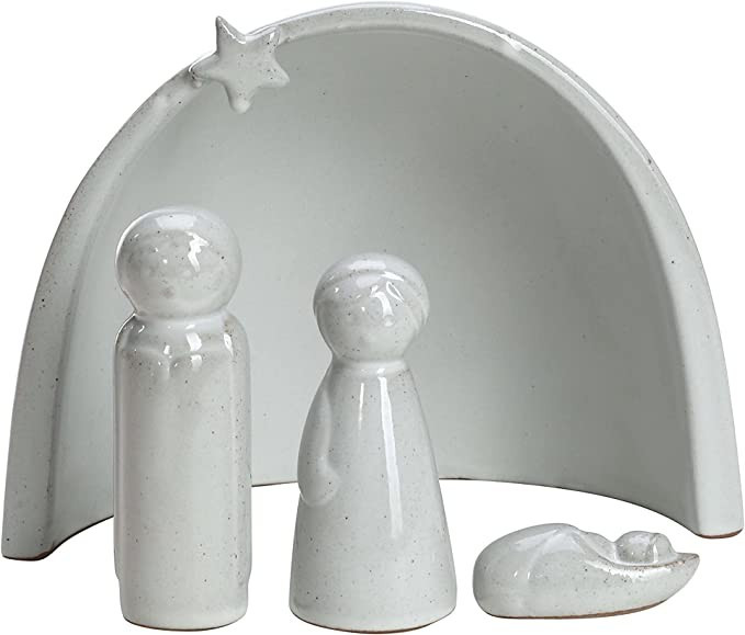 WONDROUS' DECO Porcelain Nativity Scene Set, Ceramic Holy Family Mini Nativity Figures, Small Mod... | Amazon (US)