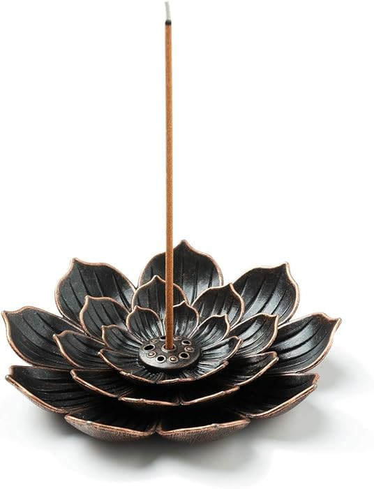 Incense Burner, Incense Holder for Sticks, Brass Lotus Incense Stick Holder and Detachable Ash Ca... | Amazon (US)