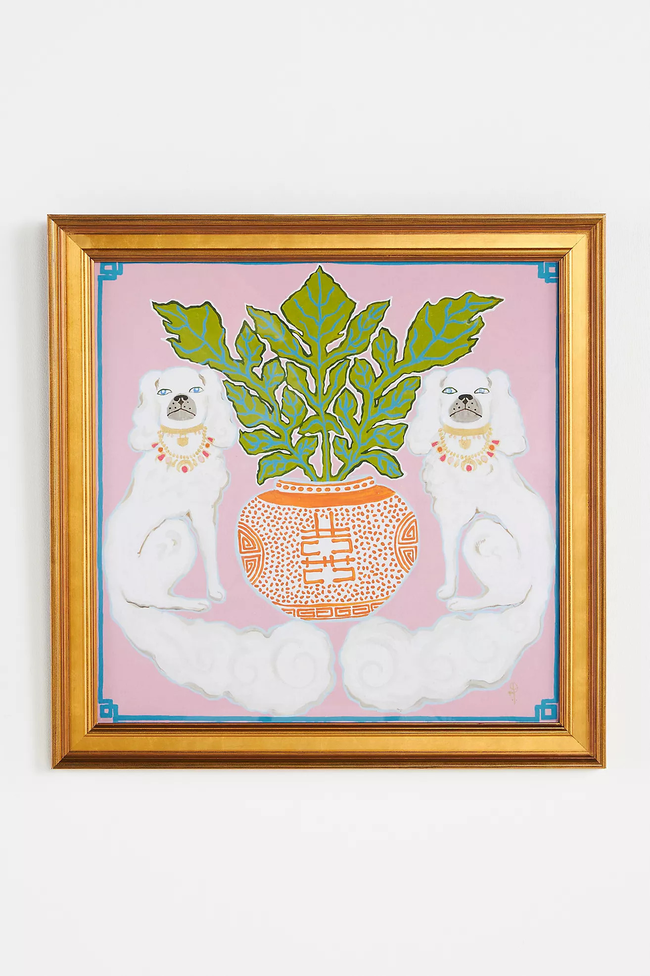 White Dogs On Pink Wall Art | Anthropologie (US)