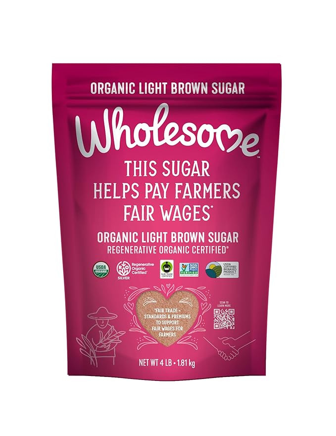 Wholesome Fair Trade Organic Light Brown Sugar, 64oz, 1-Pack | Amazon (US)