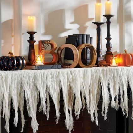 Halloween Gauze Mantel Scarf | Grandin Road