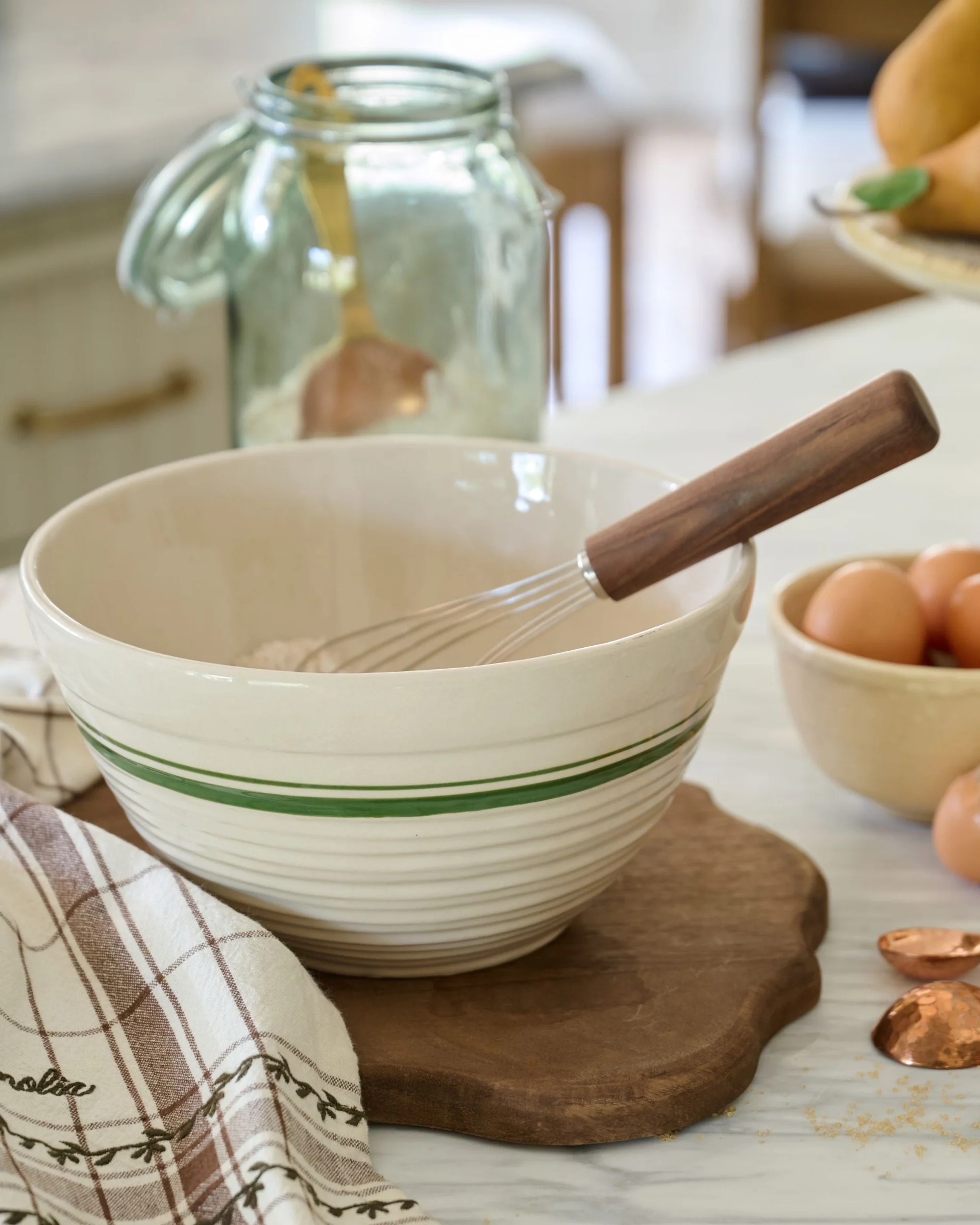 The Cottage Collection Forest Green Striped Mixing Bowl Set | Magnolia