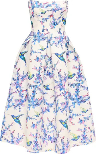 Strapless Midi Corset Dress With A Floral Print | Nordstrom