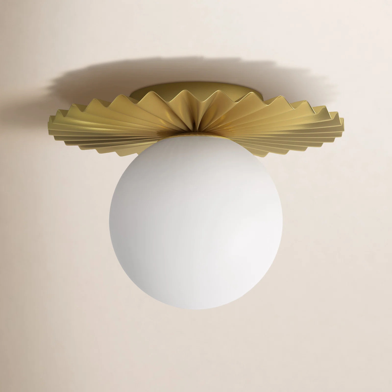 Abbey 9.8" 1- Light Gold Modern Globe Glass Flush Mount Lighting Fixture For Living Room/Bedroom/... | Wayfair North America