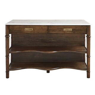 Wallis Kitchen Island with Marble Top & Acacia Wood Base with Storage | Ballard Designs, Inc.