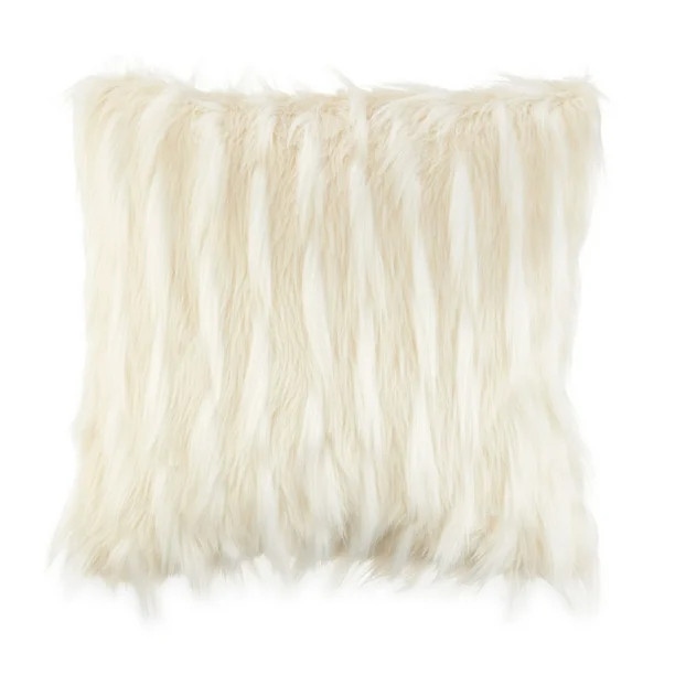 Holiday Time Cream Faux Fur Decorative Pillow, 16"x16" Square - Walmart.com | Walmart (US)